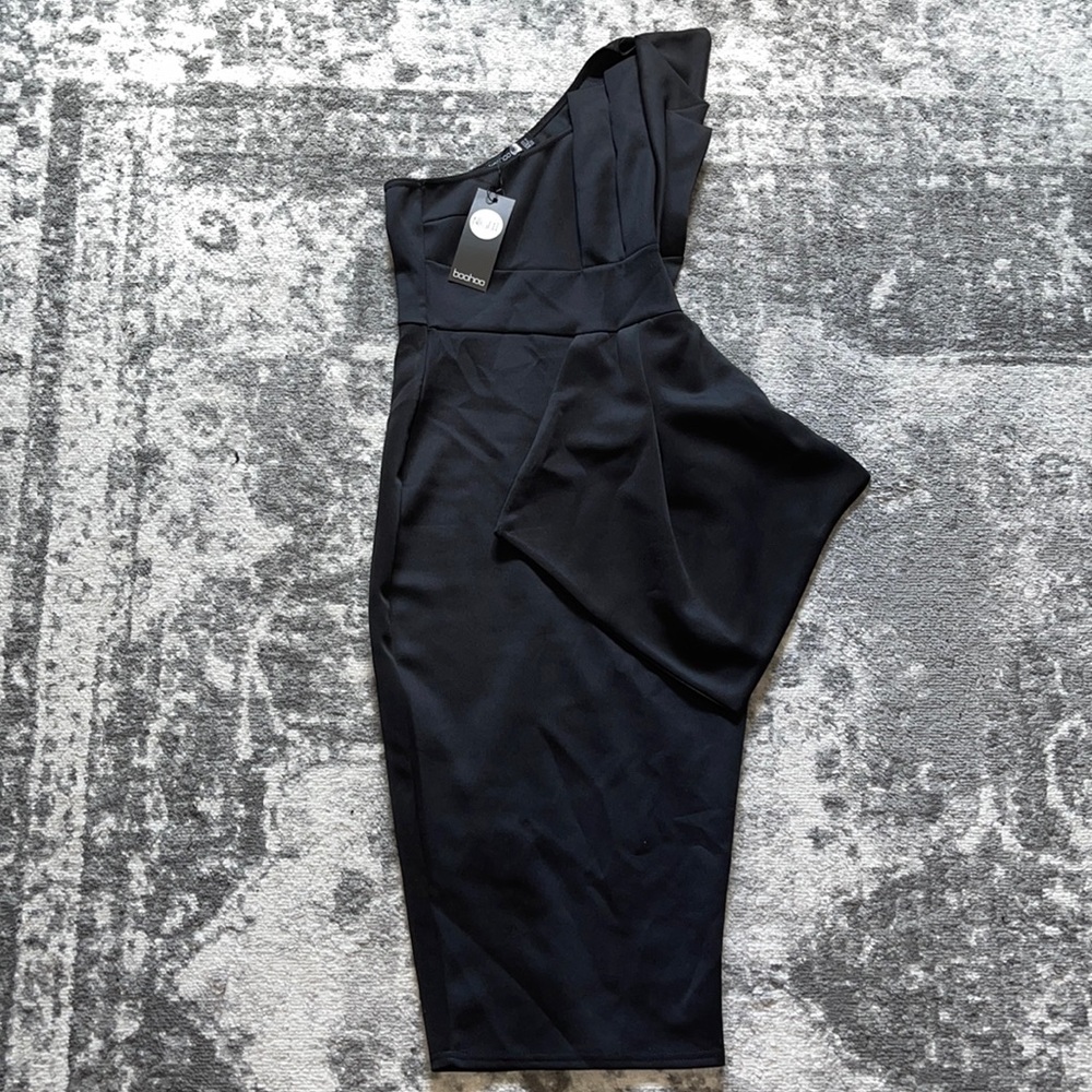 Asymmetrical BooHoo Black Mini Dress